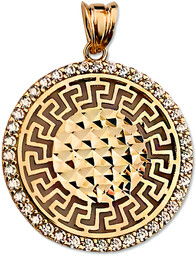Złota przywieszka 585 okrągły ażurowy medalion droga grecka