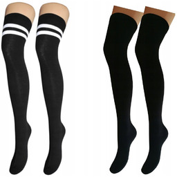 ZAKOLANÓWKI 2-PARY ZESTAW BAWEŁNIANE CZARNE Z PASKAMI KRYJĄCE