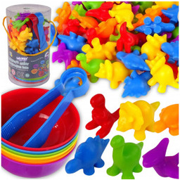 WOOPIE Gra Edukacyjna Montessori Sorter Kolorów Dinozaury 56