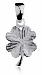 Delikatna rodowana srebrna zawieszka koniczyna srebro 925