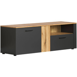 Edinos Szafka RTV z lamelami grafit + dąb