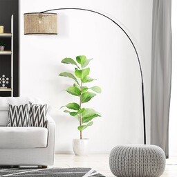 Brilliant Łukowa lampa podłogowa Wiley z rattanem