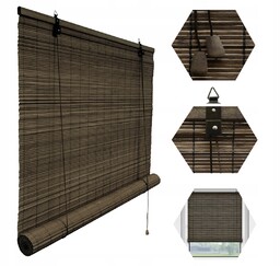Roleta półzaciemniająca bambusowa wewnętrzna żaluzja 80x220 cm Ciemny
