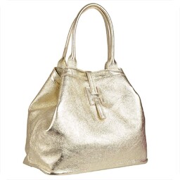 Torba shopper złota pojemna skórzana XL