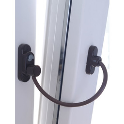 Blokada okna brązowa, na przycisk  zabezpieczenie dzieci,