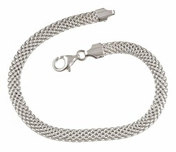 Elegancka srebrna szeroka płaska bransoleta bismarck 5mm tub