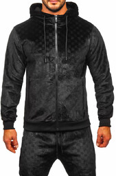 Czarny welurowy dres męski Denley 3B115