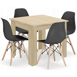 Elior Stół Skandynawski Dąb Sonoma Z Czarnymi Krzesłami