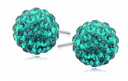 Kolczyki kulki turkusowe kryształki Swarovski 10mm shamballa discoball