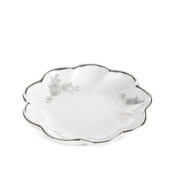 Eurofirany Patera ceramiczna 20x4 Elsa biała srebrna 03