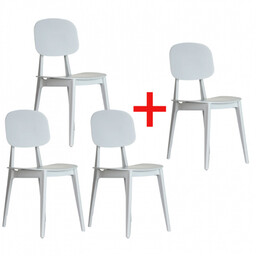 Krzesło do jadalni plastikowe SIMPLY 3+1 GRATIS, białe