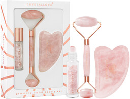 CRYSTALLOVE Rose Quartz Beauty Set Zestaw roller