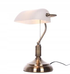 Lampa Bankierska Biurkowa Stołowa Biała Banker