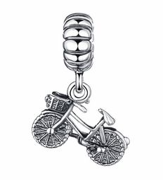 Rodowany srebrny wiszący charms do pandora rower rowerek