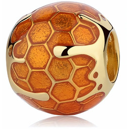 Pozłacany srebrny charms beads beczka beczułka miodu honey