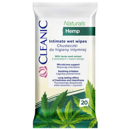 CLEANIC Naturals Hemp Chusteczki do higieny intymnej, 20szt.