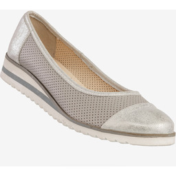 Baleriny Damskie Skórzane Buty Eleganckie Srebrne Zaranto D-307