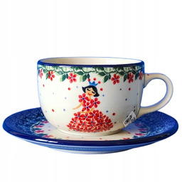 Filiżanka ze spodkiem, Księżniczka, Ceramika Artystyczna Bolesławiec.