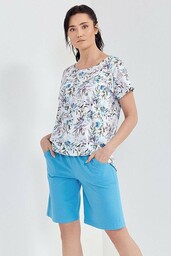 Damska piżama Lilac biała w kwiatyXXL