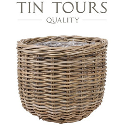 OKRĄGŁY KOSZ Z RATTANU Z FOLIĄ 42x42x37 cm