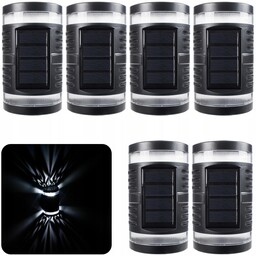 6x Lampa Led Kinkiet Solarny Czarny Zewnętrzny Czujnik