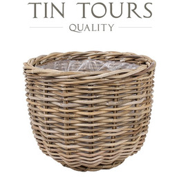 OKRĄGŁY KOSZ Z RATTANU Z FOLIĄ 36x36x29 cm