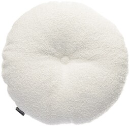Poduszka okrągła z guzikiem, biała bukla, 37 cm,