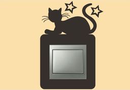 Naklejka pod włącznik kotek i gwiazdki