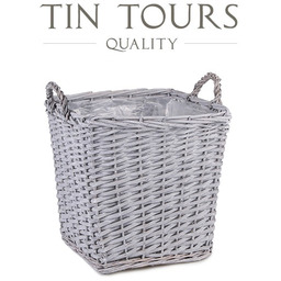 KWADRATOWY KOSZ WIKLINOWY Z UCHWYTAMI 31x31x31/37 cm