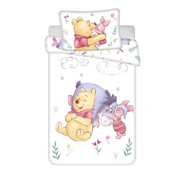 Jerry Fabrics Pościel bawełniana 100x135 Kubuś Puchatek biała
