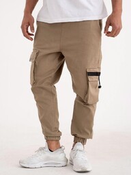 Spodnie Techwear Materiałowe Jogger Męskie Brązowe Point X