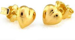 Złote kolczyki 333 serduszka 3D serca na sztyft
