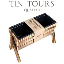 OPALANY KWIETNIK NA NÓŻKACH / DREWNIANA SKRZYNKA