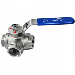 Zawór kulowy trójdrożny 1/2 stal nierdzewna Typ L