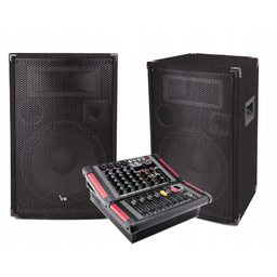 Zestaw Nagłośnienia Disco 1200W+ Powermikser Kable