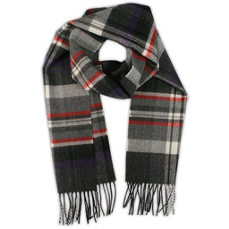 Szalik Szaro-Fioletowy w Kratkę Ciepły, z Frędzlami -V.FRAAS-