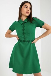 Lakerta Zielona rozkloszowana sukienka koktajlowa z koronką