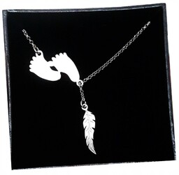 Srebrny naszyjnik STÓPKI piórko GRAWER SREBRO 60cm