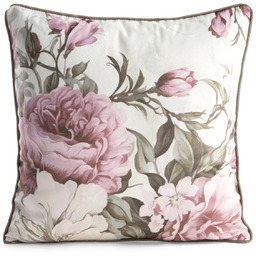 Poszewka welwetowa biała w różowe kwiaty peonii JA207-01