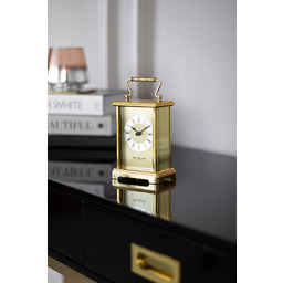 ZEGAR STOJĄCY metalowy złoty z rączką klasyczny