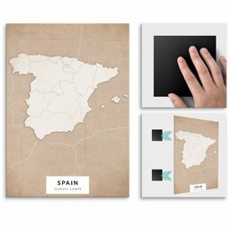 Plakat metalowy Mapa Vintage Hiszpania M
