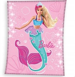 Carbotex, Kocyk Koc Welur Puchaty Barbie 130X170