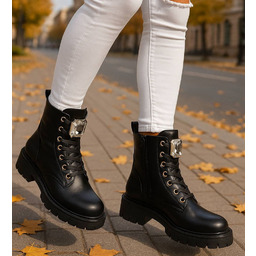 Czarne trapery damskie na platformie