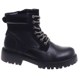 Sznurowane ocieplane botki trapery Czarne