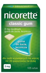 Nicorette Classic 2mg guma do żucia x105 sztuk