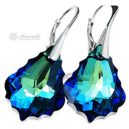 Kryształy Piękne Kolczyki Bermuda Blue Srebro