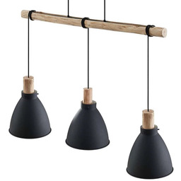 Lindby - Trebale 3 Lampa Wisząca Black/Wood