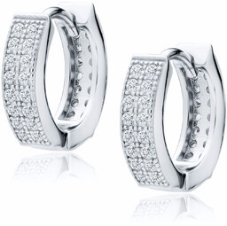 Eleganckie rodowane srebrne kolczyki kółka z białymi cyrkoniami