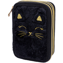 Piórnik z wyposażeniem trzykomorowy Astrabag JUMBO FLUFFY KITTY