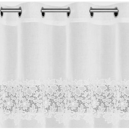 Firana biała z kwiatową gipiurą FK022-01